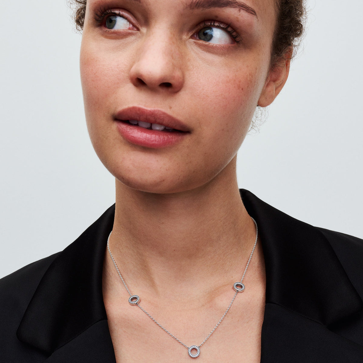 Chain Necklace – Sterling Silver – Pavé Circles