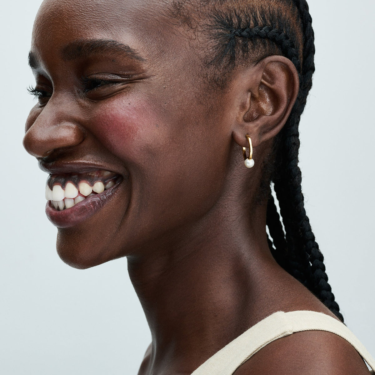 Hoop Earrings – 14k Gold-Plated – Treated Freshwater Cultured Pearl