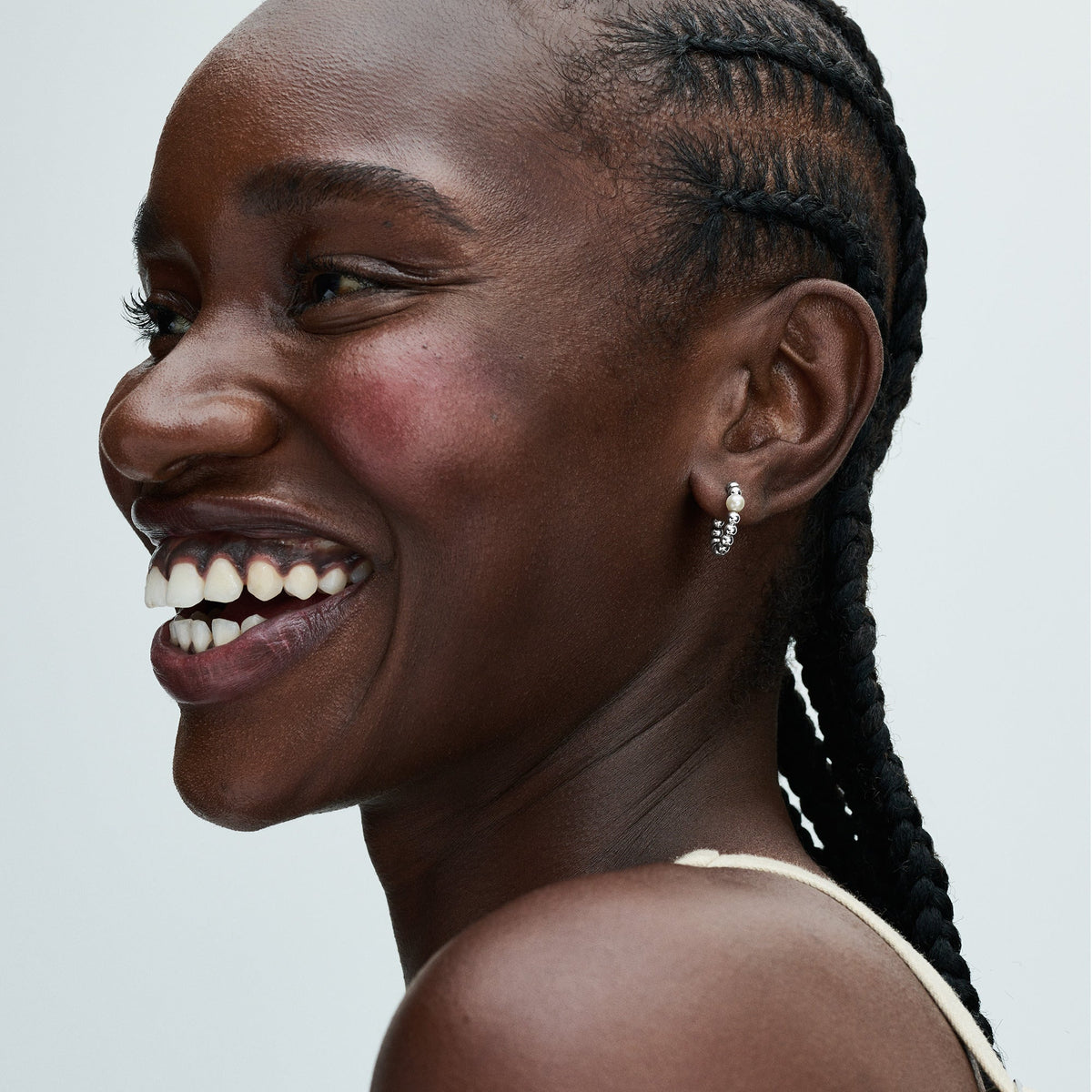Hoop Earrings – Sterling Silver – Treated Freshwater Cultured Pearl & Beads