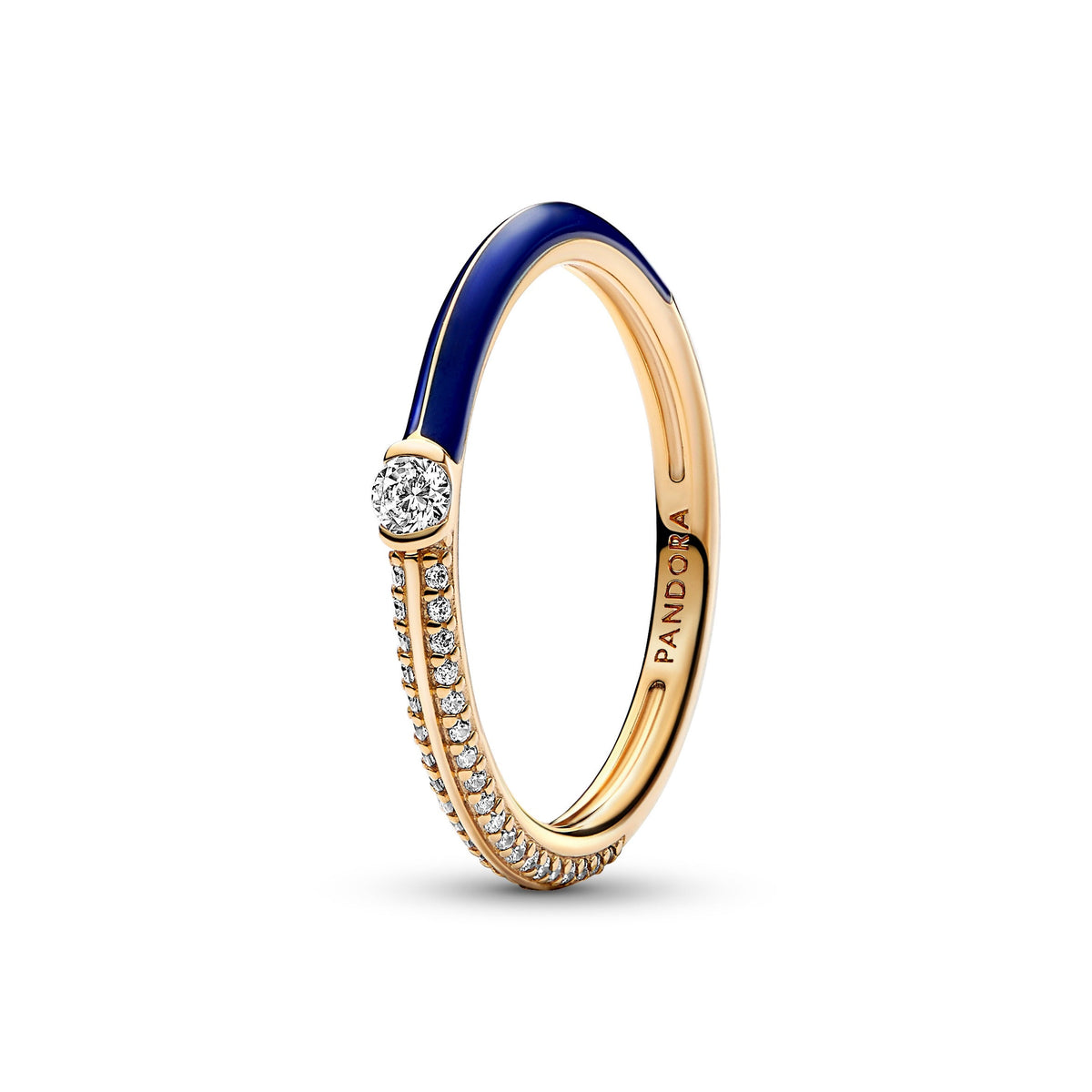 Ring – 14k Rose Gold-Plated – Pandora ME Pavé & Blue Dual