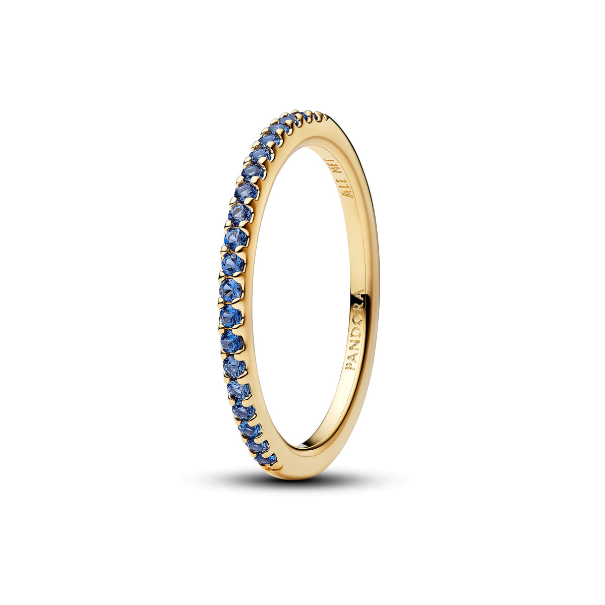 Ring – 14k Gold-Plated – Sparkling Blue Half-Eternity Band