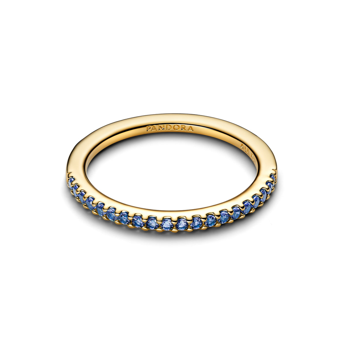 Ring – 14k Gold-Plated – Sparkling Blue Half-Eternity Band