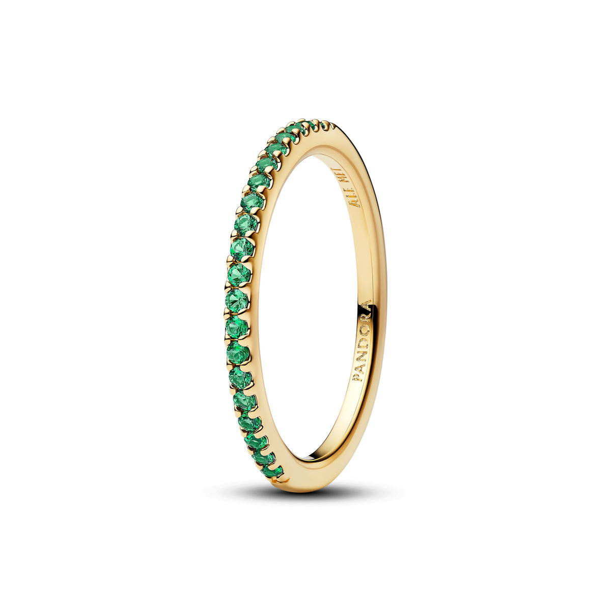 Ring – 14k Gold-Plated – Sparkling Green Half-Eternity Band
