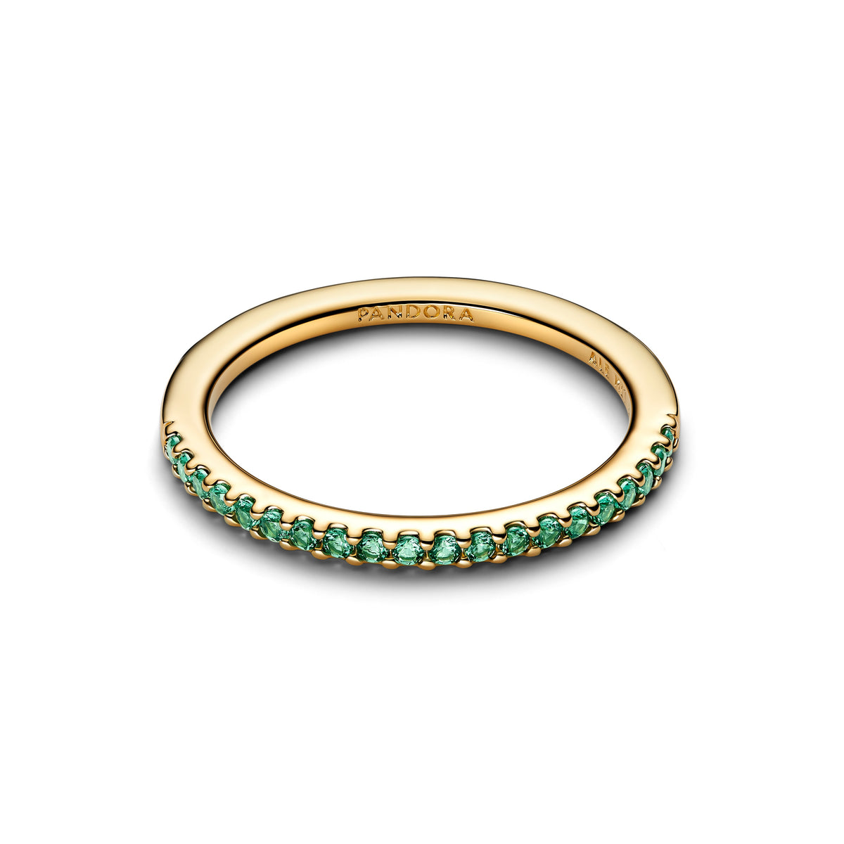 Ring – 14k Gold-Plated – Sparkling Green Half-Eternity Band