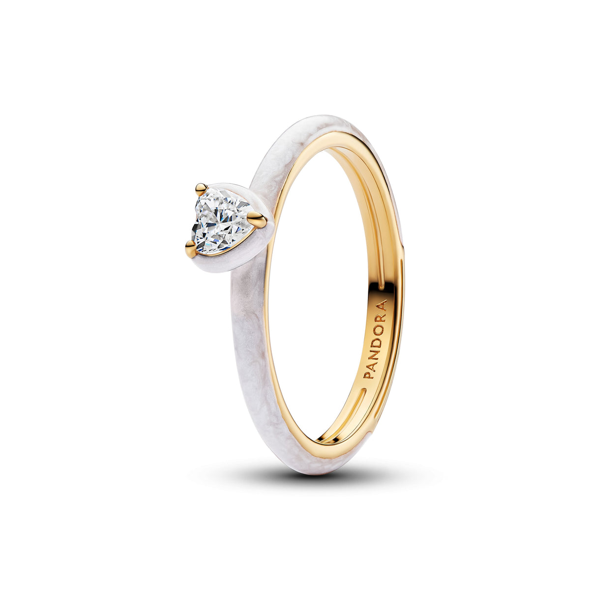 Ring – 14k Gold-Plated – White Chakra Heart