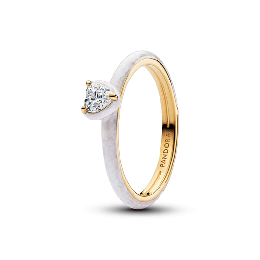 Ring – 14k Gold-Plated – White Chakra Heart