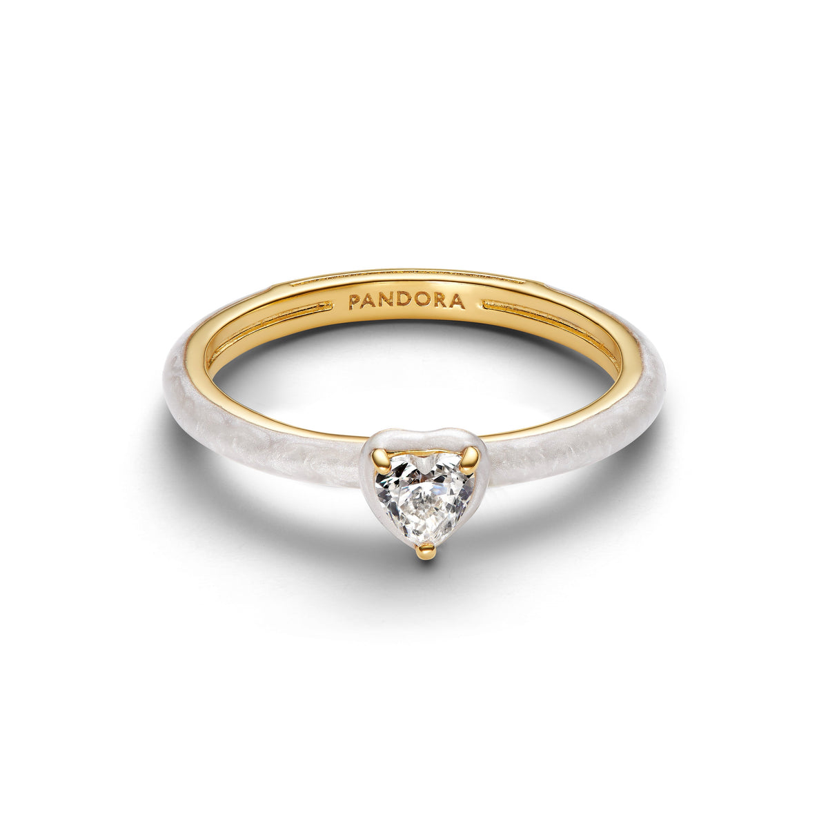Ring – 14k Gold-Plated – White Chakra Heart