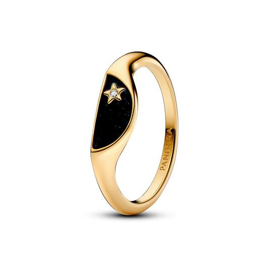 Ring – 14k Gold-Plated – Pandora ME Halved Enamel Signet