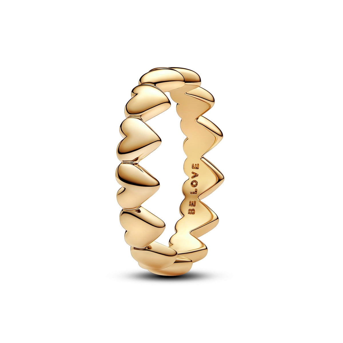 Ring – 14k Gold-Plated – Row of Hearts