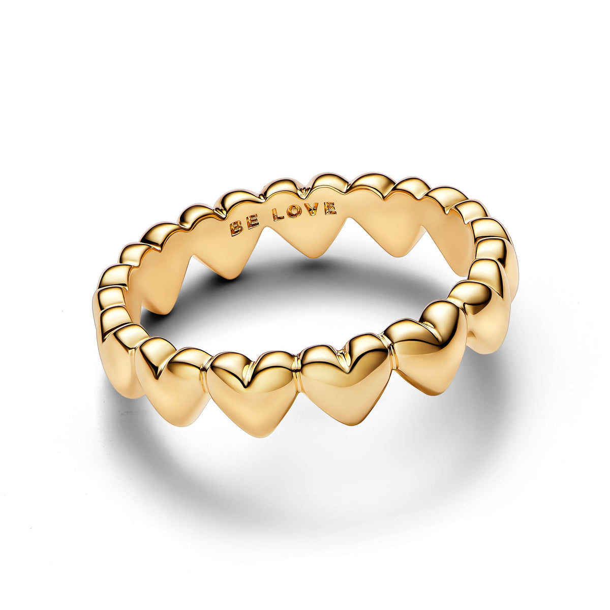 Ring – 14k Gold-Plated – Row of Hearts