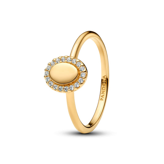 Ring – 14k Gold-Plated – Engravable Oval Halo