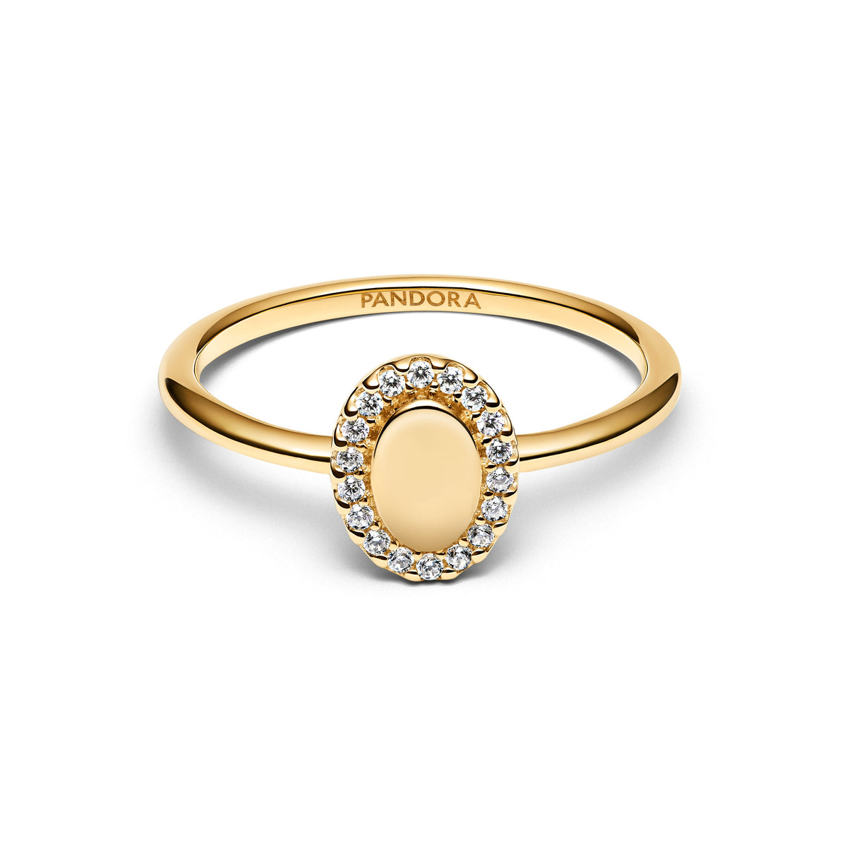 Ring – 14k Gold-Plated – Engravable Oval Halo