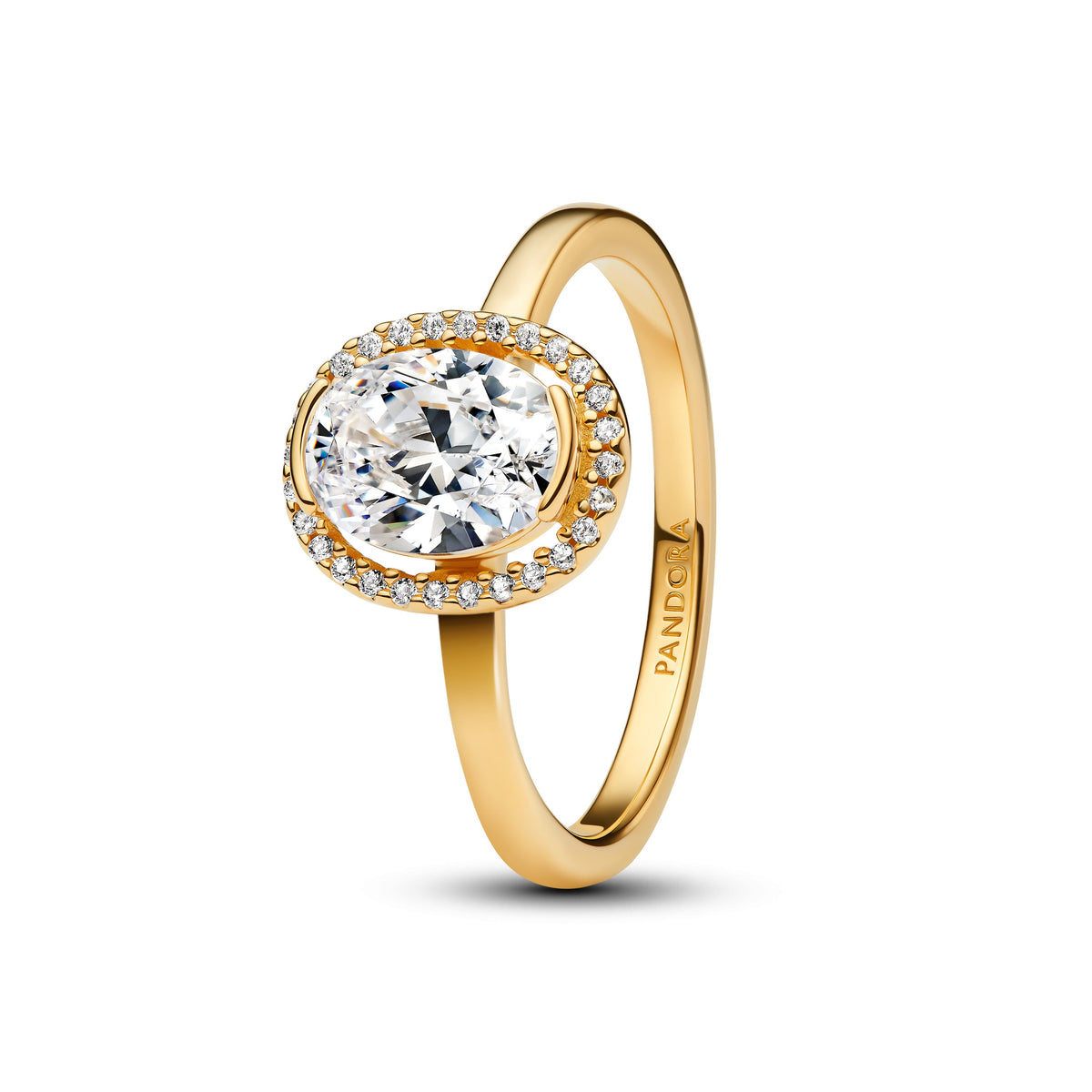 Ring – 14k Gold-Plated – Oval Sparkling Halo