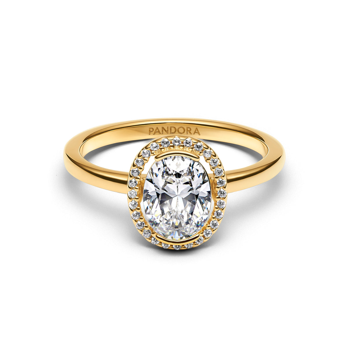 Ring – 14k Gold-Plated – Oval Sparkling Halo