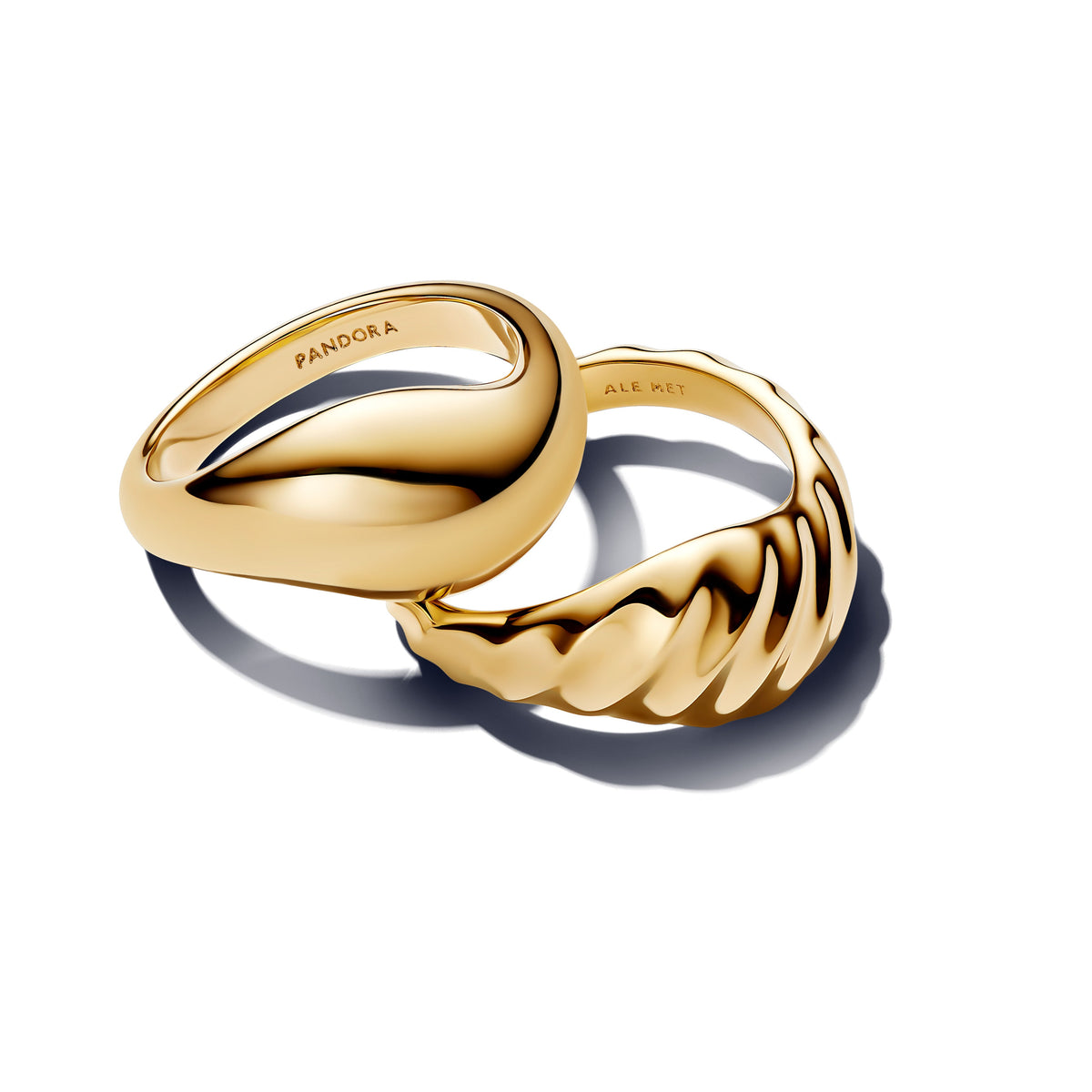 Ring – 14k Gold-Plated – Rippled Stacking Rings