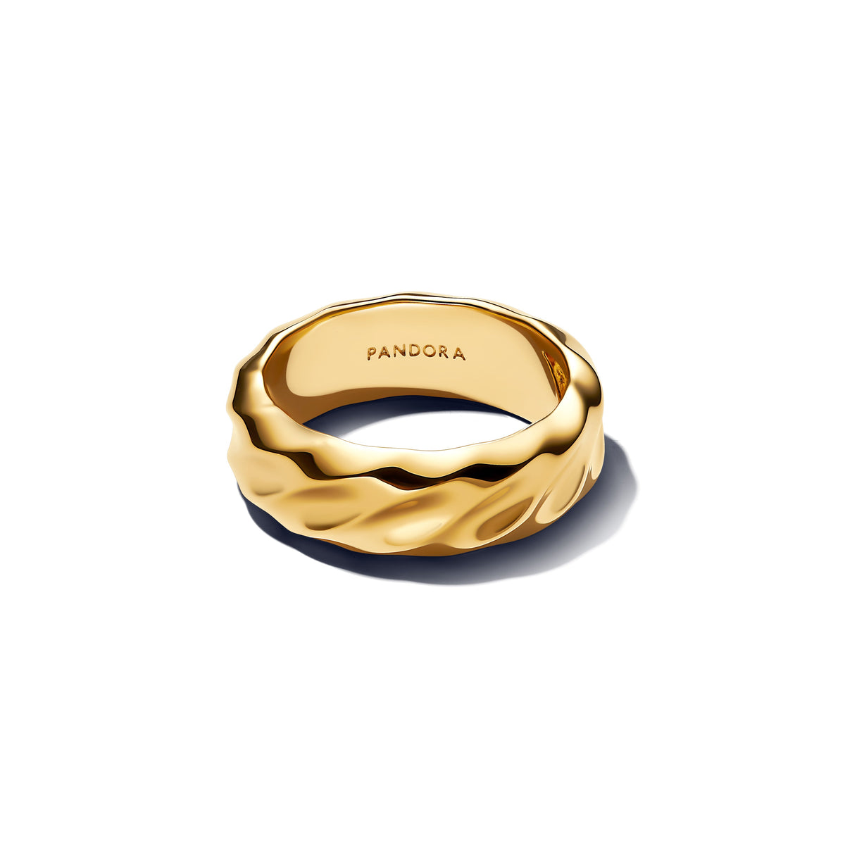 Ring – 14k Gold-Plated – Rippled Wide Band