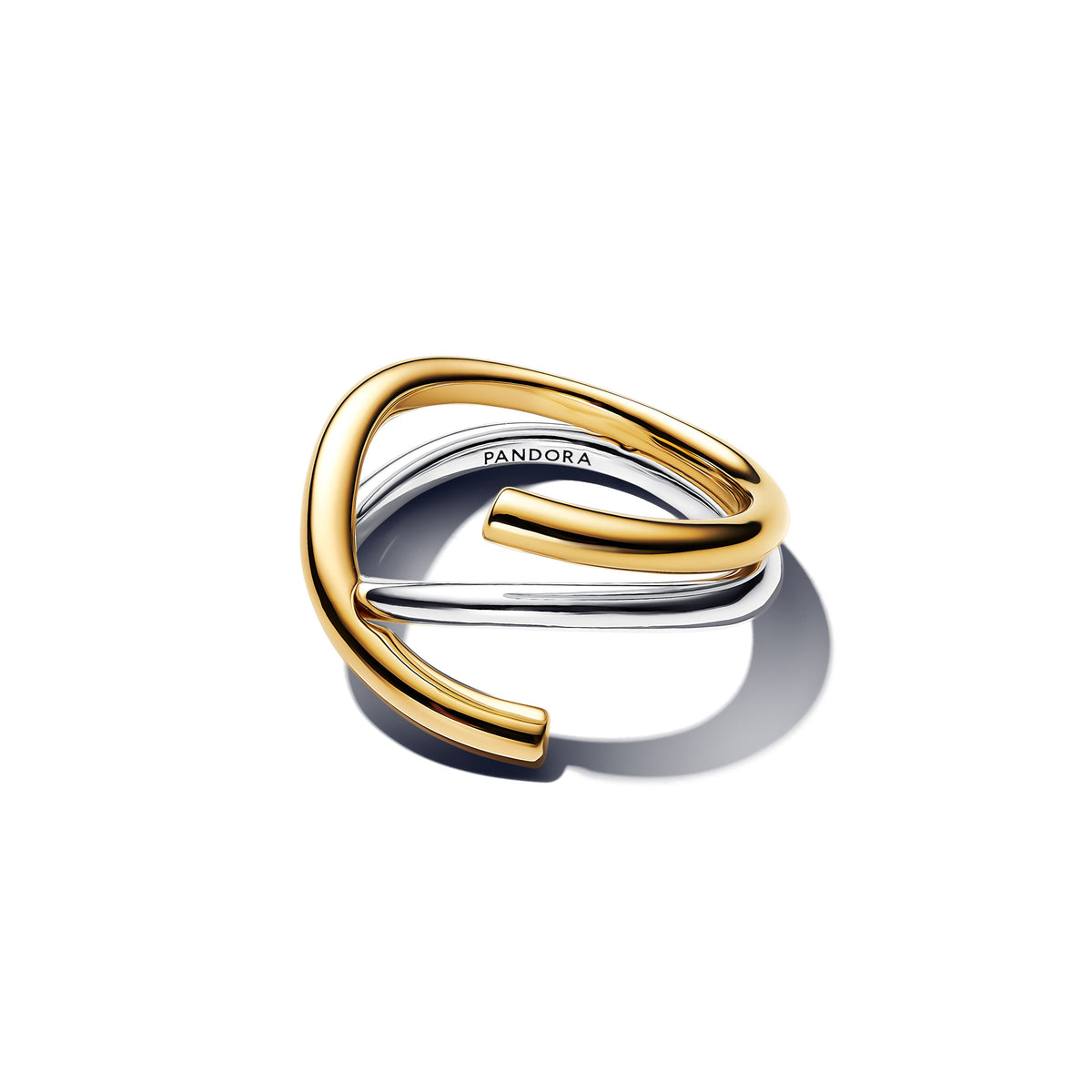 Ring – 14k Gold-Plated – Organically Shaped Two-tone Double