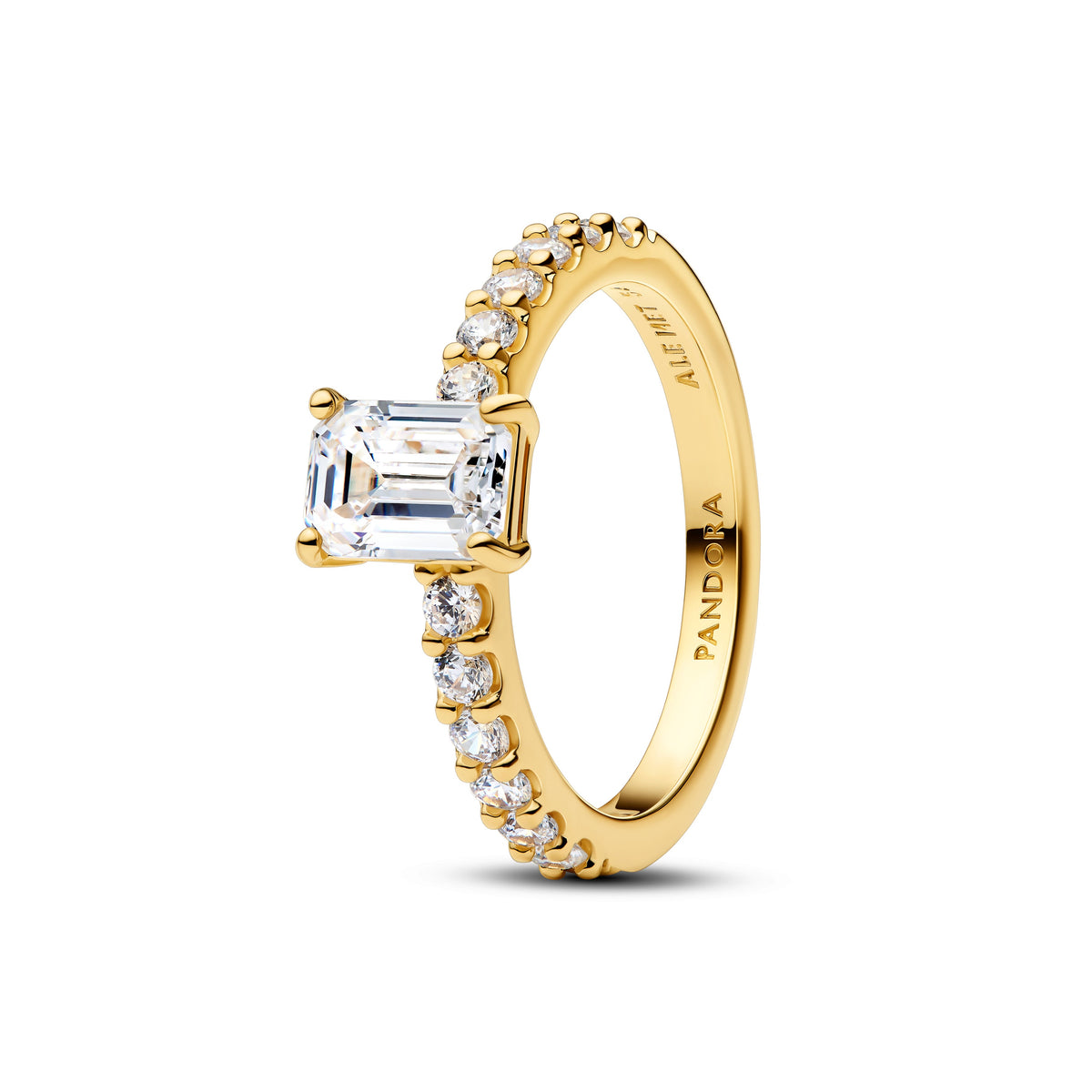 Ring – 14k Gold-Plated – Rectangular Sparkling Halo