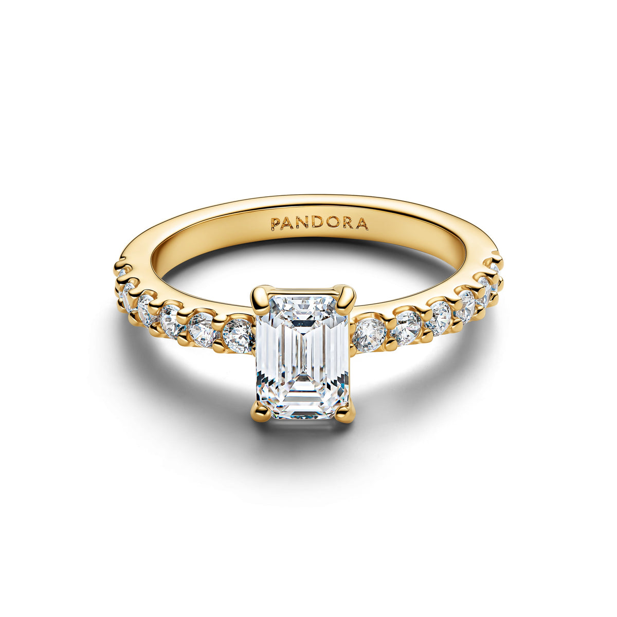 Ring – 14k Gold-Plated – Rectangular Sparkling Halo