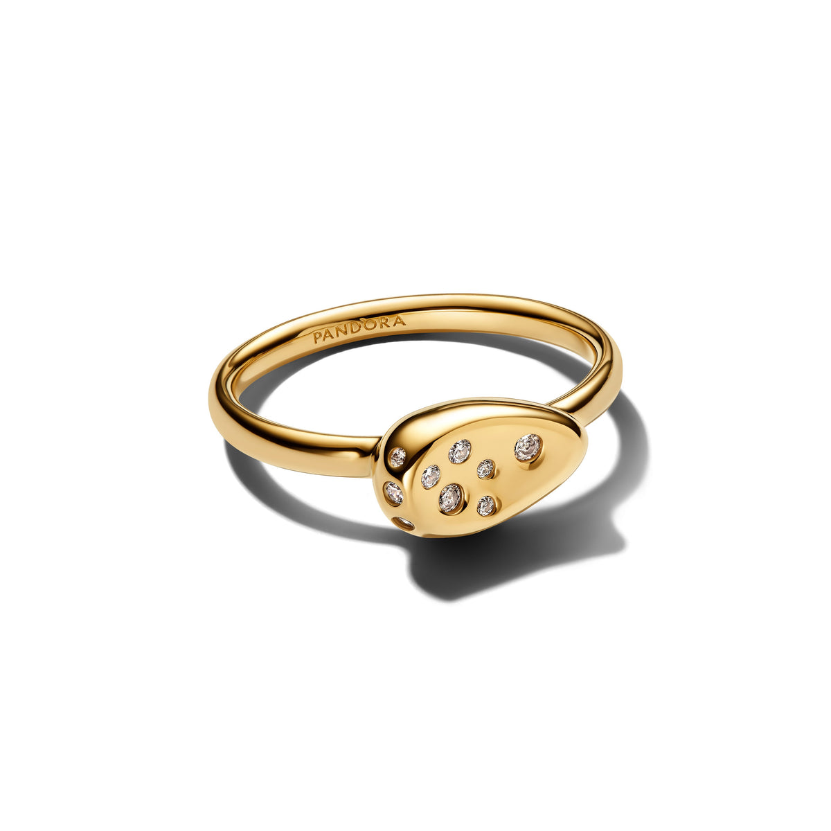 Ring – 14k Gold-Plated – Medium Stone-Set Oval Signet