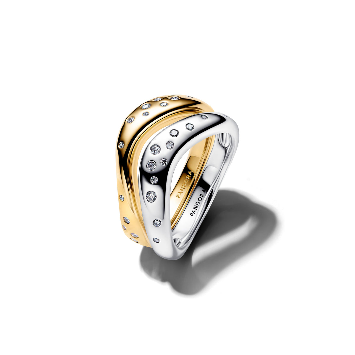 Ring – Sterling Silver – Organically Shaped Two-Tone Stacking Rings