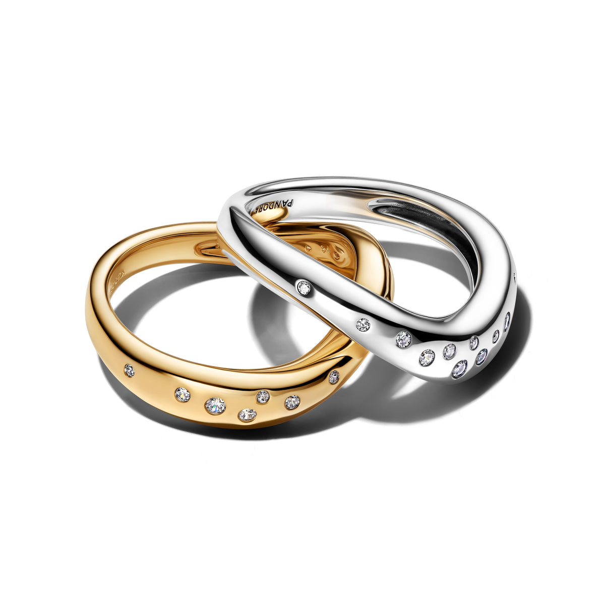 Ring – Sterling Silver – Organically Shaped Two-Tone Stacking Rings