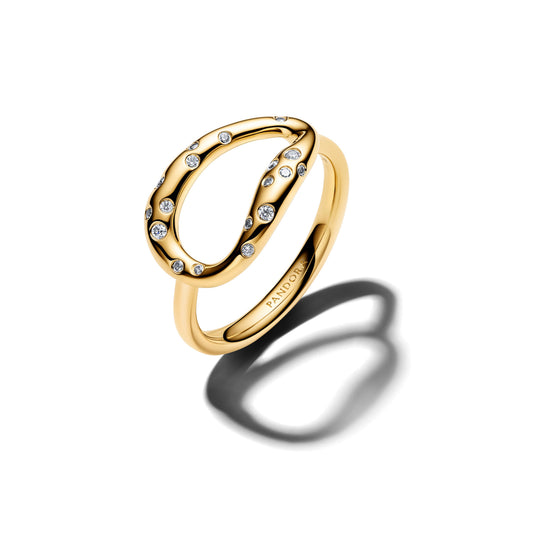 Ring – 14k Gold-Plated – Organically Shaped Stone-Set Statement