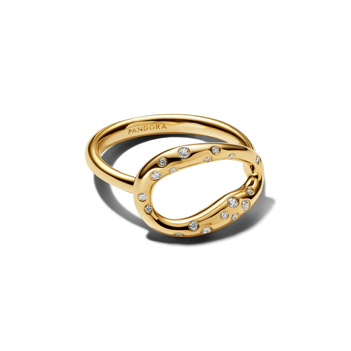Ring – 14k Gold-Plated – Organically Shaped Stone-Set Statement