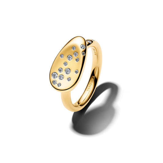 Ring – 14k Gold-Plated – Small Stone-Set Oval Signet