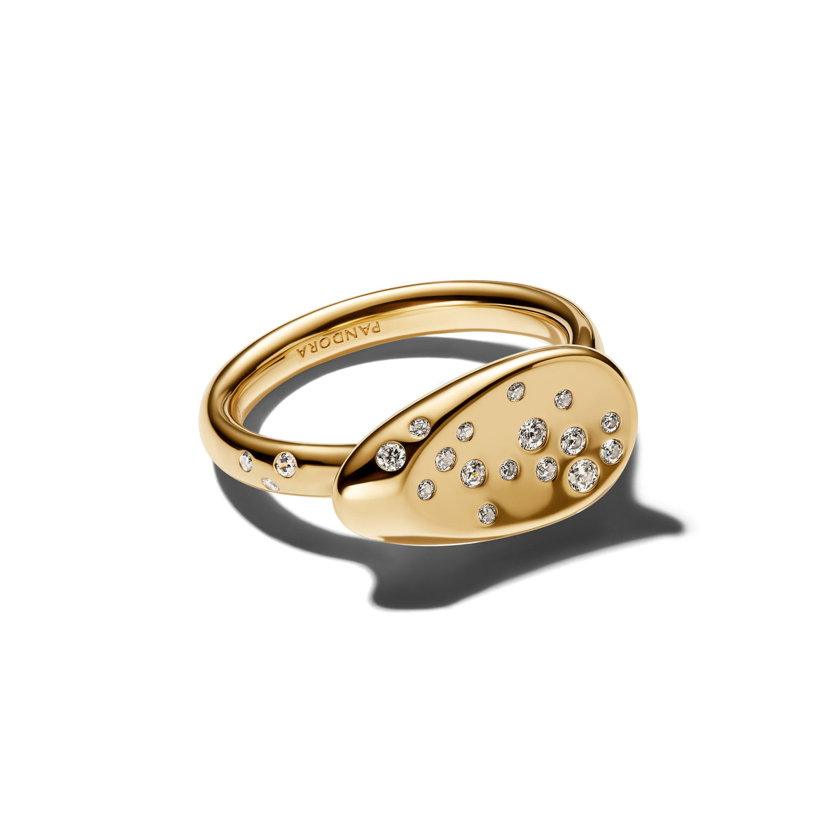 Ring – 14k Gold-Plated – Small Stone-Set Oval Signet