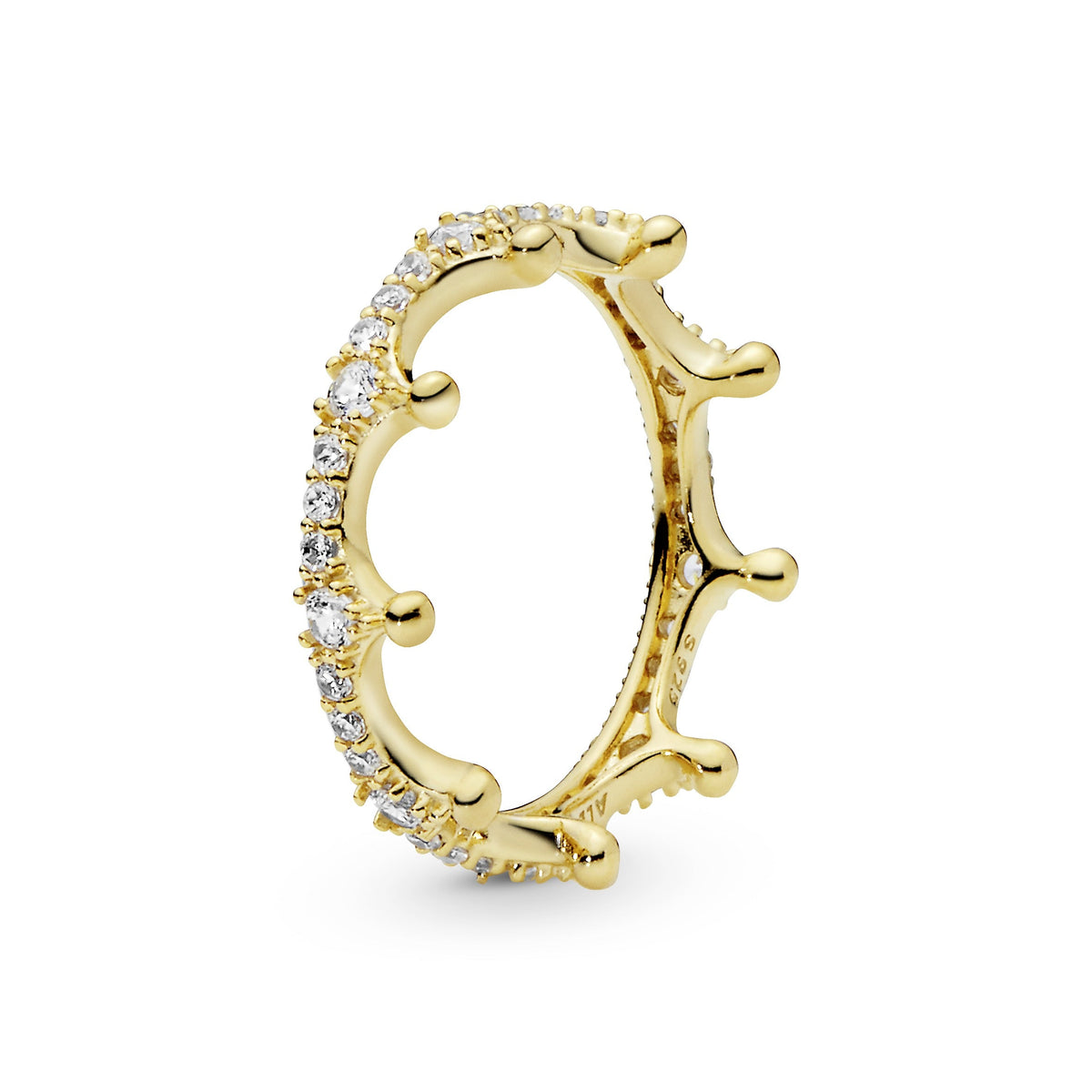 Ring – 14k Gold-Plated – Clear Sparkling Crown