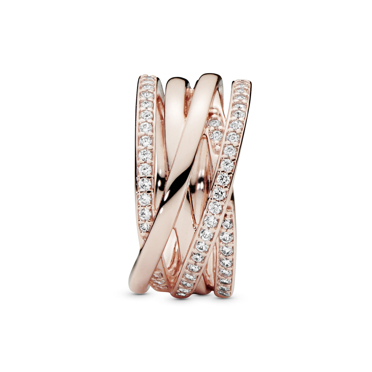 Ring – 14k Rose Gold-Plated – Sparkling & Polished Lines