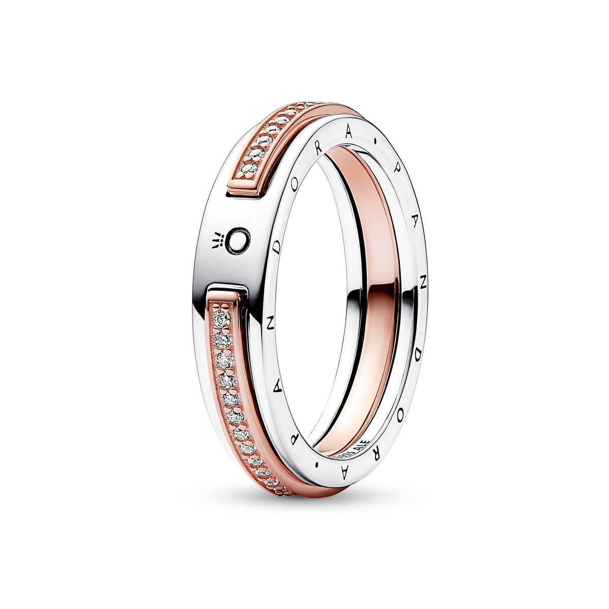Ring – 14k Rose Gold-Plated – Pandora Signature Two-tone Logo & Pavé