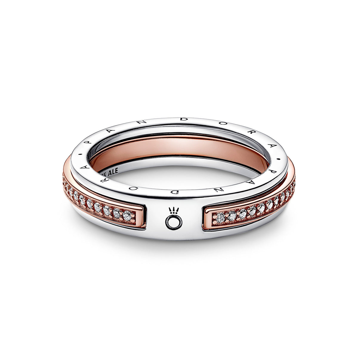Ring – 14k Rose Gold-Plated – Pandora Signature Two-tone Logo & Pavé
