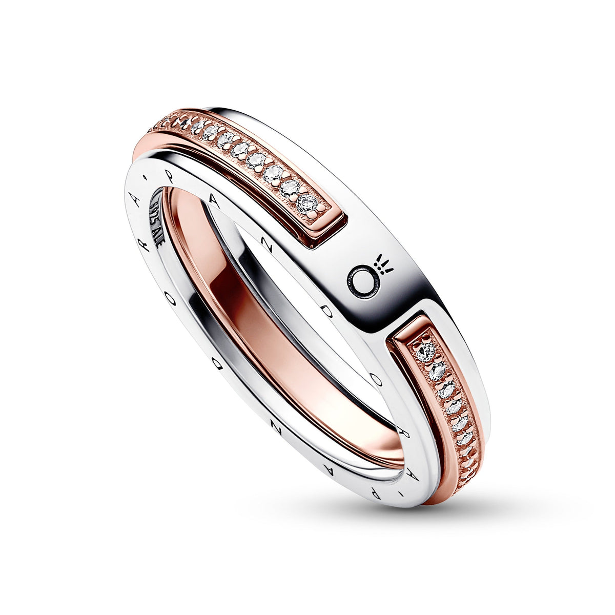 Ring – 14k Rose Gold-Plated – Pandora Signature Two-tone Logo & Pavé