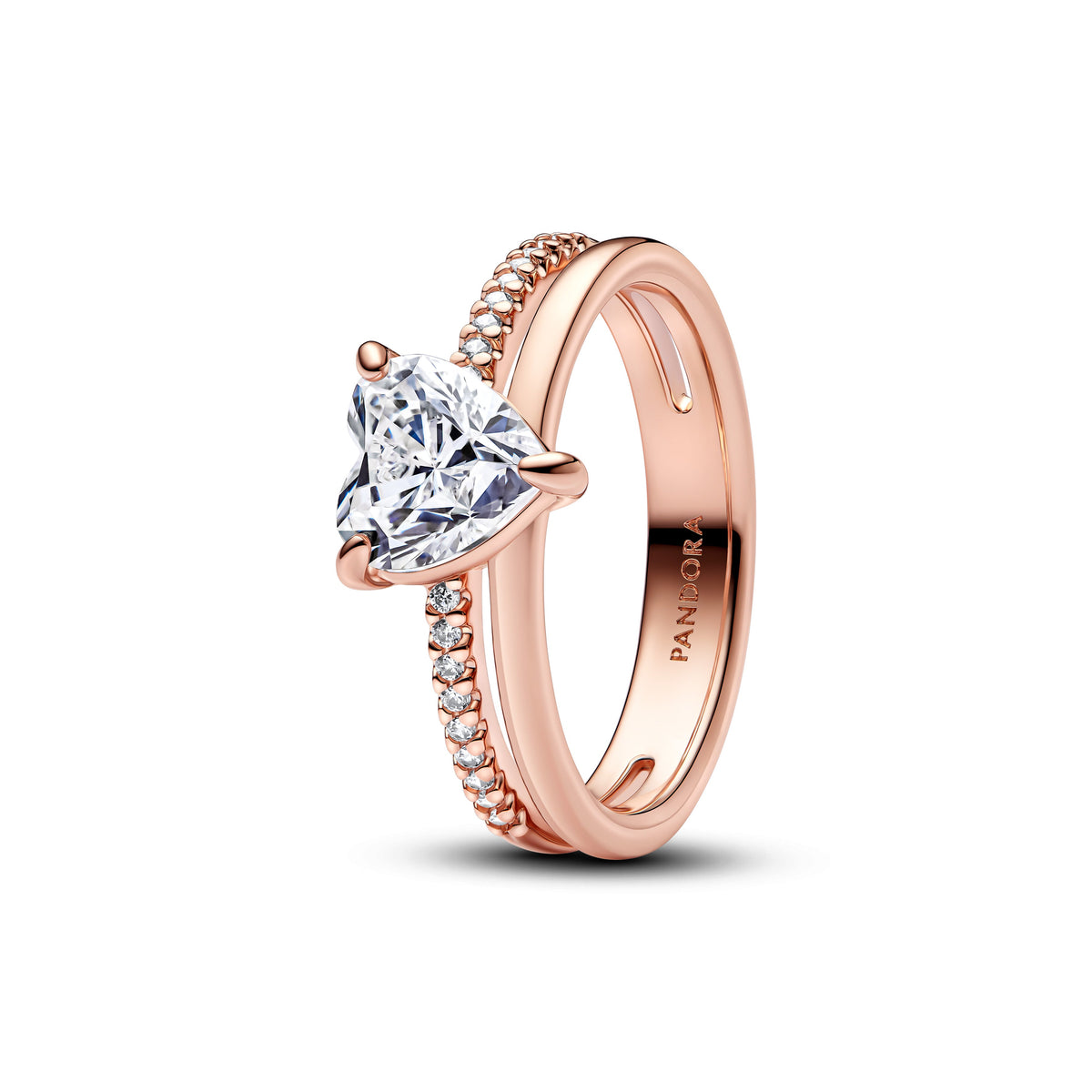 Ring – 14k Rose Gold-Plated – Double Band Heart