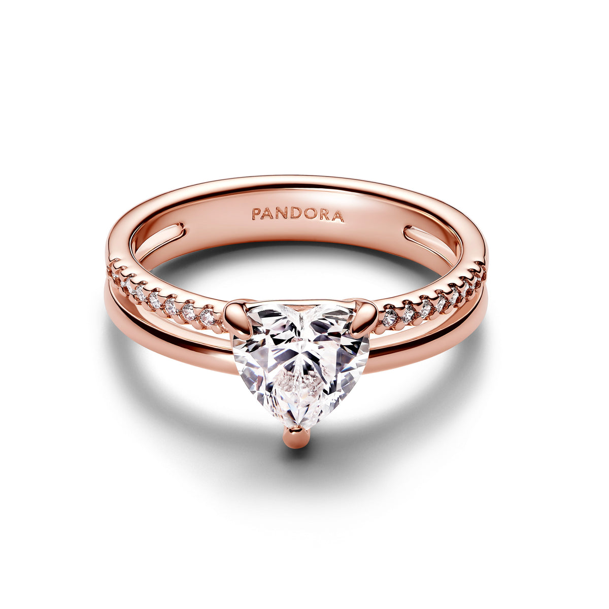 Ring – 14k Rose Gold-Plated – Double Band Heart
