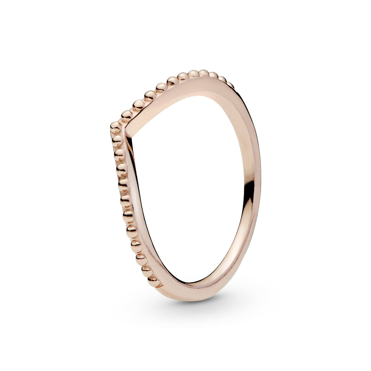 Ring – 14k Rose Gold-Plated – Beaded Wishbone