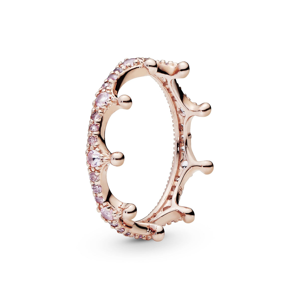 Ring – 14k Rose Gold-Plated – Pink Sparkling Crown