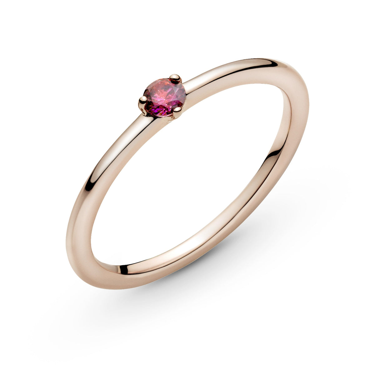 Ring – 14k Rose Gold-Plated – Red Solitaire