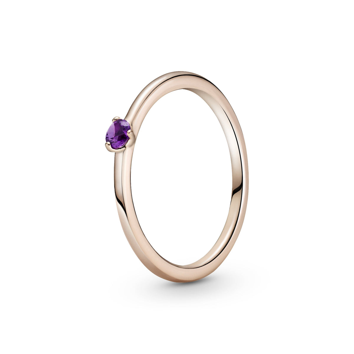 Ring – 14k Rose Gold-Plated – Purple Solitaire
