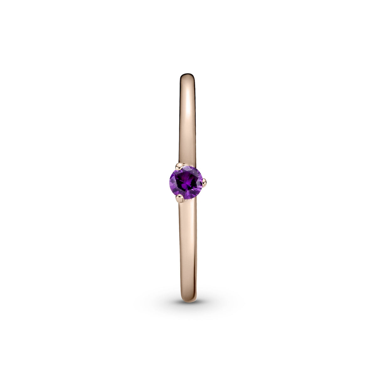 Ring – 14k Rose Gold-Plated – Purple Solitaire