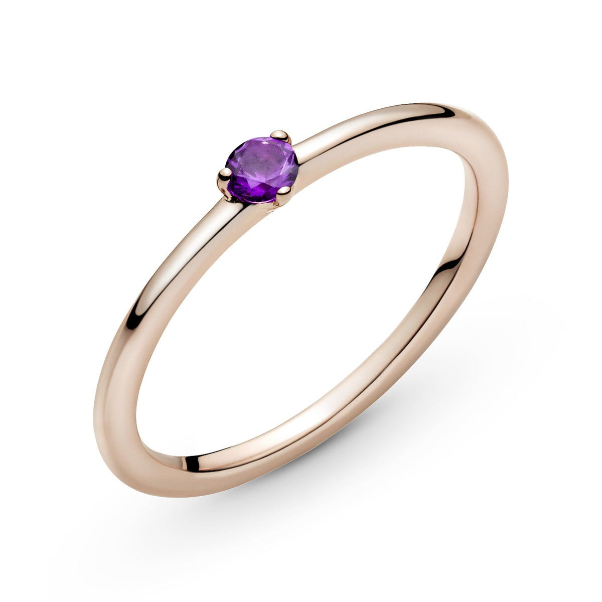 Ring – 14k Rose Gold-Plated – Purple Solitaire