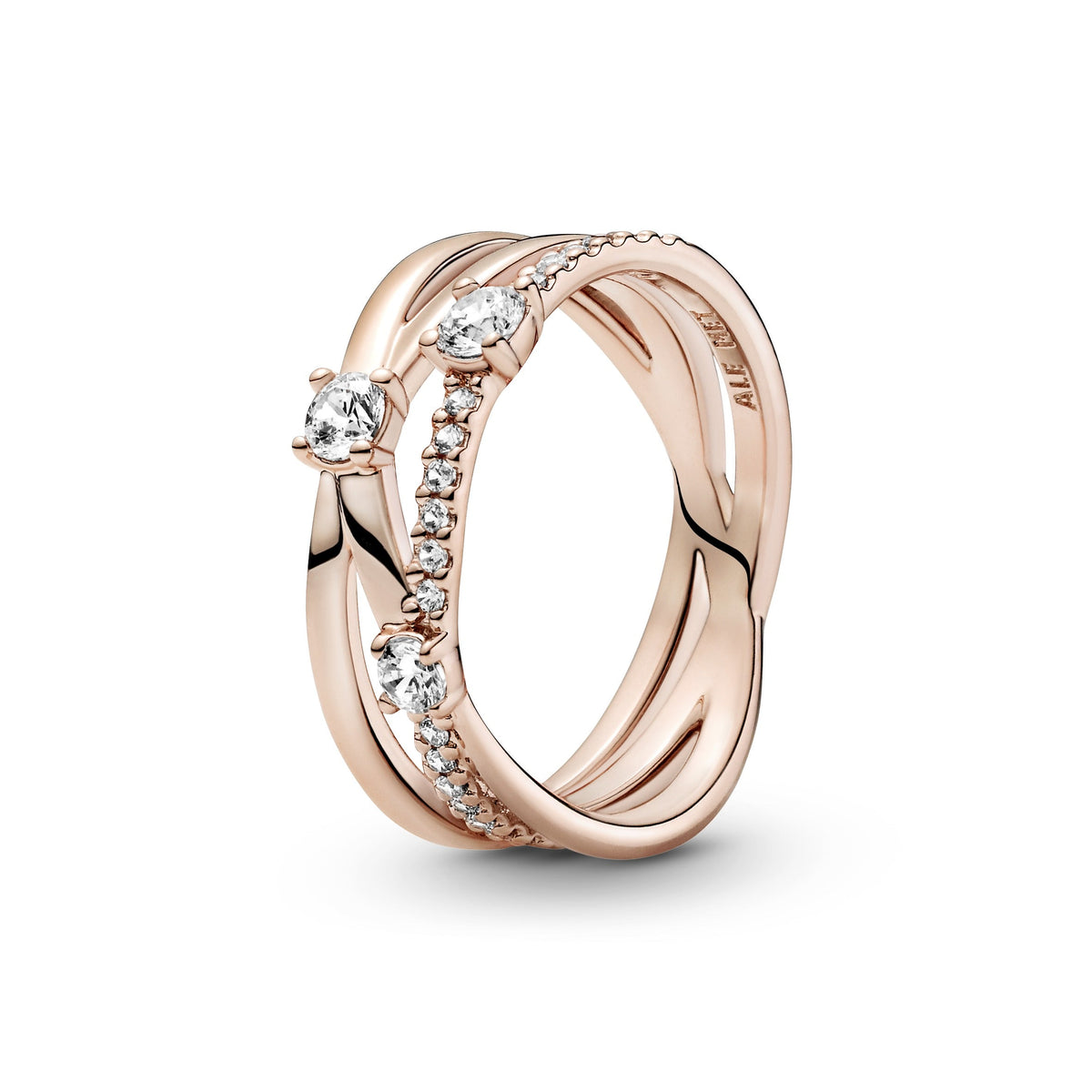 Ring – 14k Rose Gold-Plated – Sparkling Triple Band