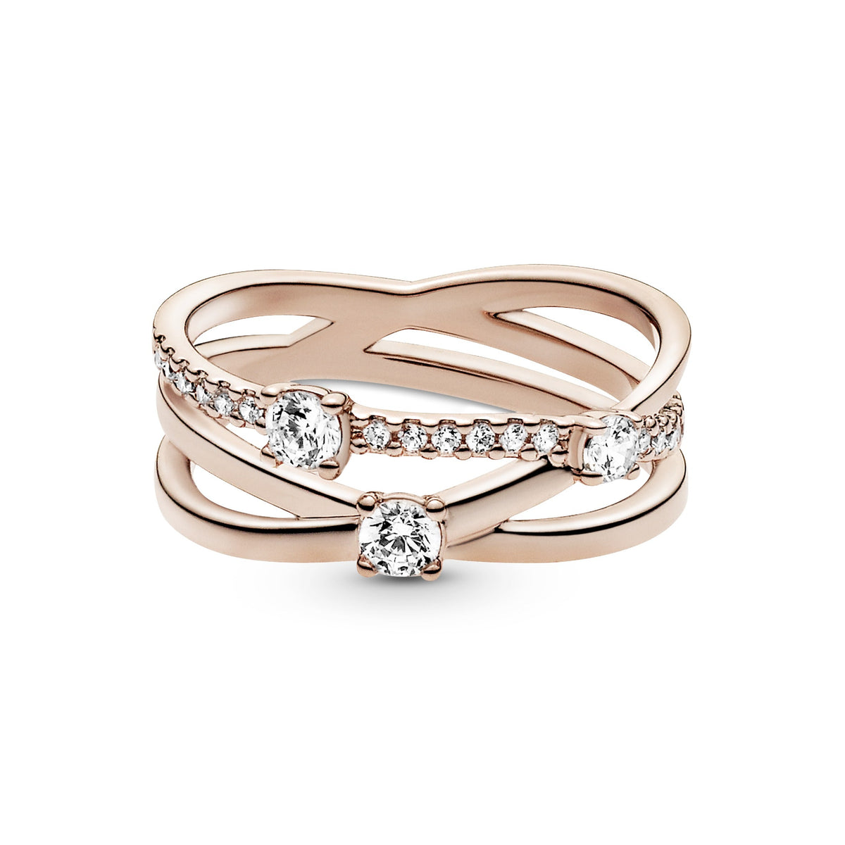 Ring – 14k Rose Gold-Plated – Sparkling Triple Band