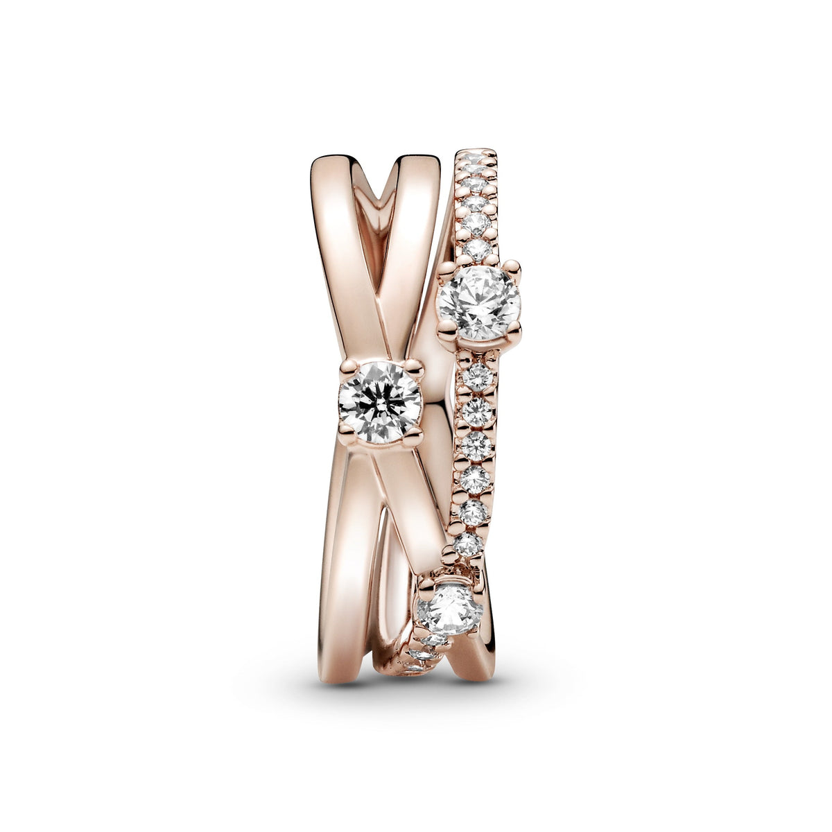 Ring – 14k Rose Gold-Plated – Sparkling Triple Band
