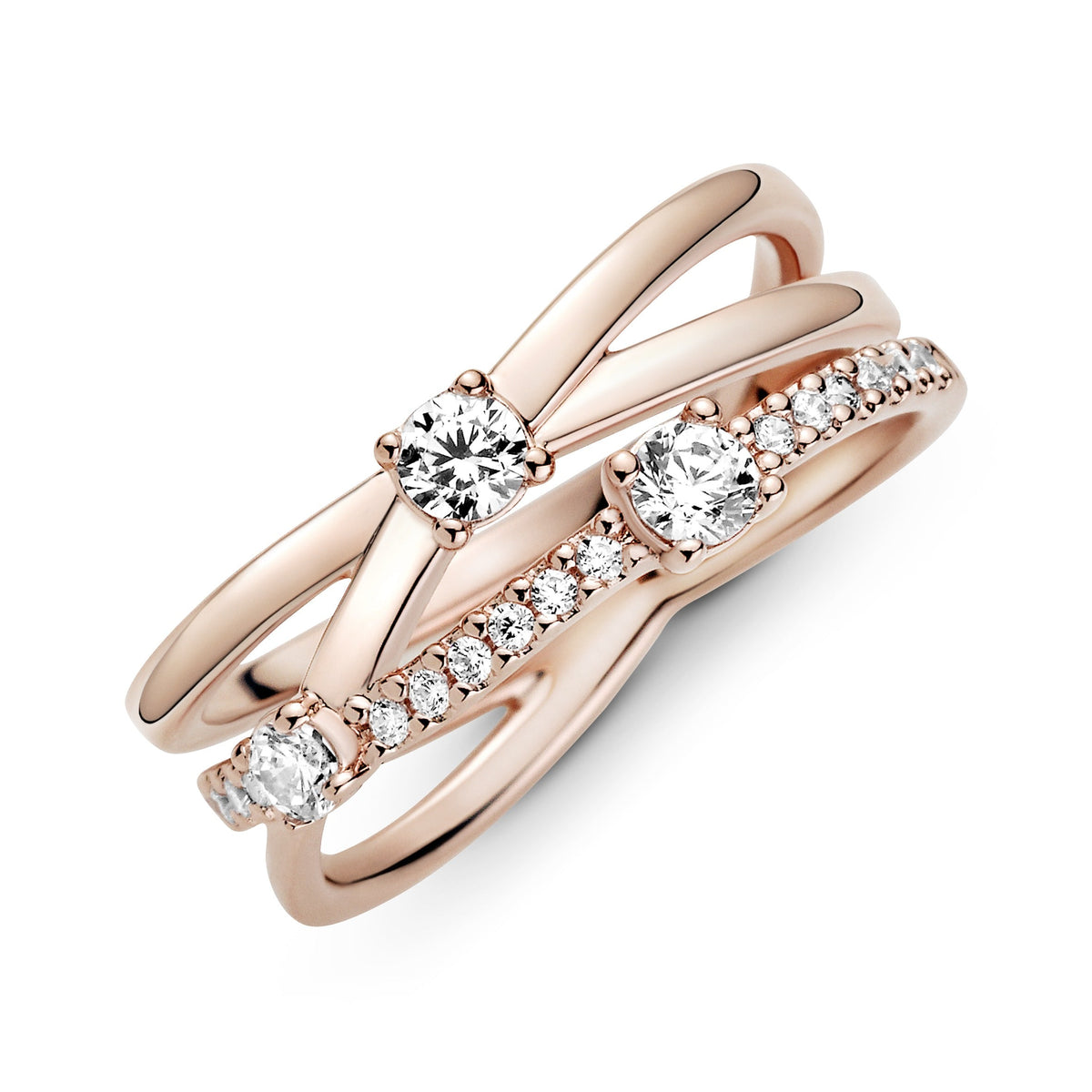Ring – 14k Rose Gold-Plated – Sparkling Triple Band