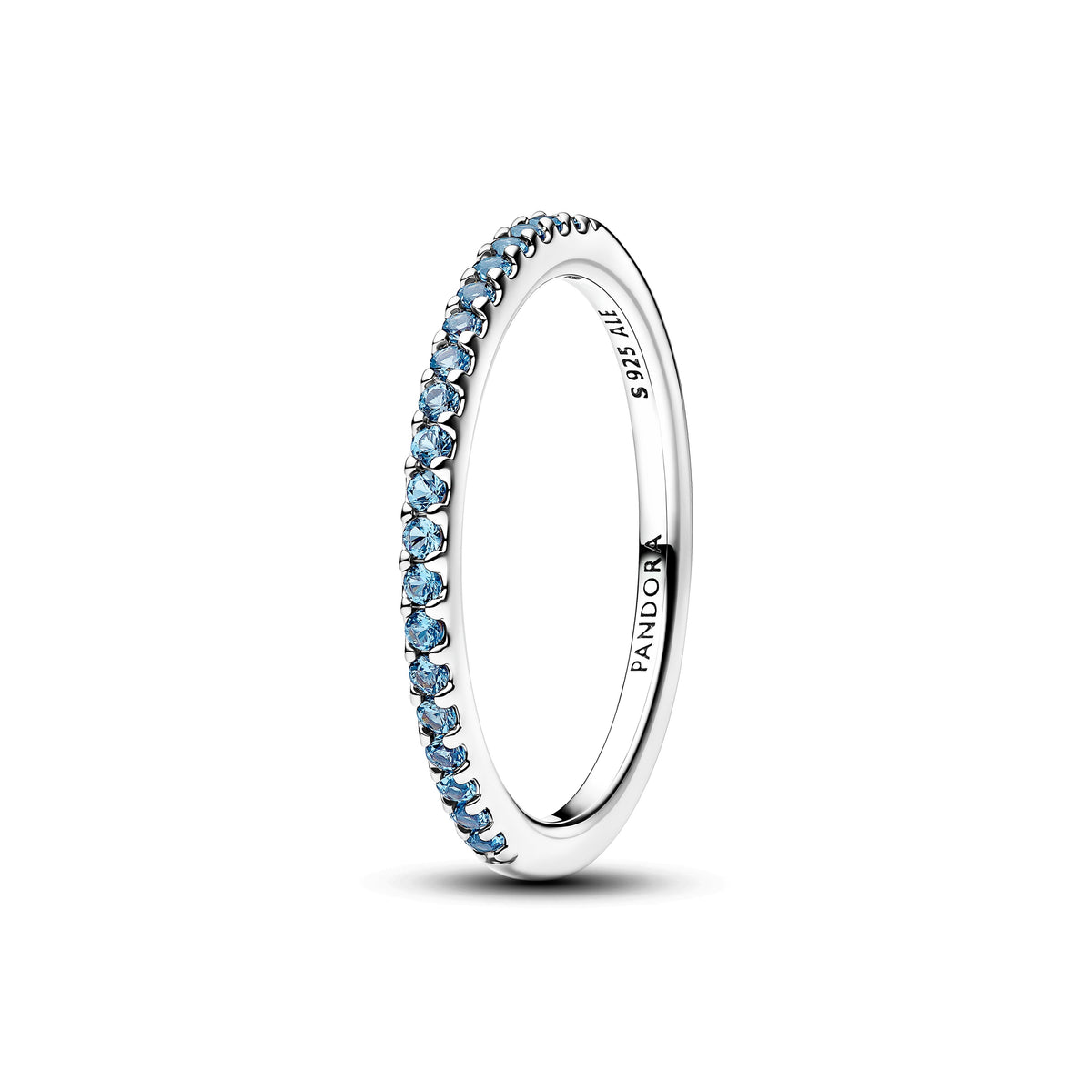 Ring – Sterling Silver – Sparkling Aquamarine Half-Eternity Band