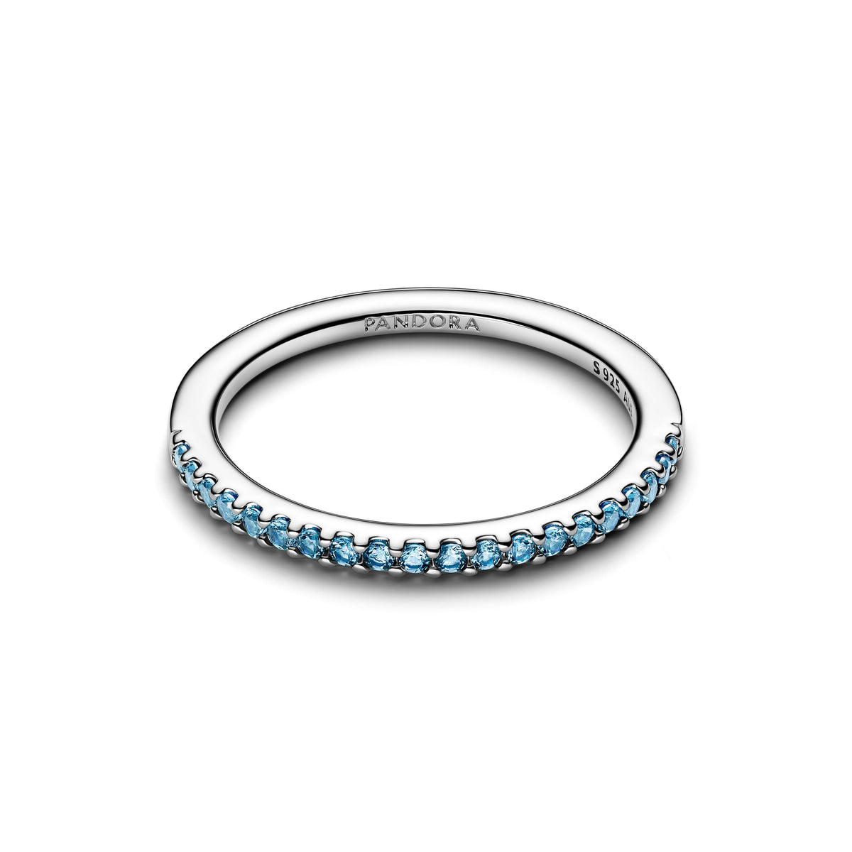 Ring – Sterling Silver – Sparkling Aquamarine Half-Eternity Band