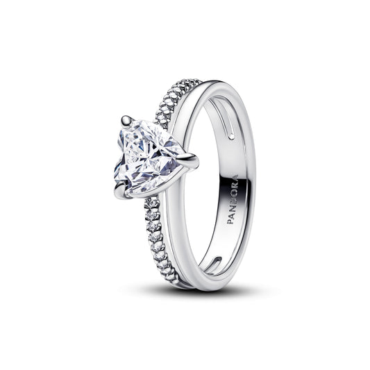 Ring – Sterling Silver – Double Band Heart